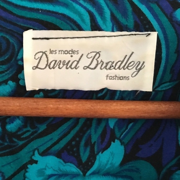 Vintage Mini Dress Sweetheart neck Cobalt Blue/turquoise Paisley Floral print M - Picture 3 of 8